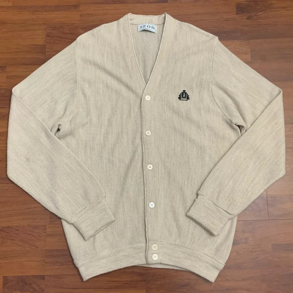 IZOD Vintage Nirvana Cardigan Button Up Grandpa Sweater USA Made Size Large